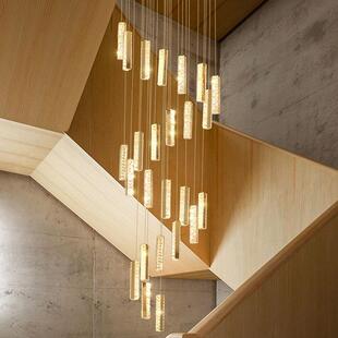 楼梯灯长吊灯后现代水晶大吊灯楼梯间吊灯复式 楼别墅水晶客厅灯具