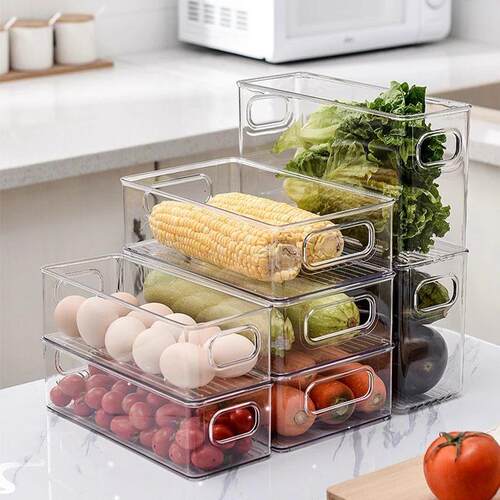 1pc Plastic crisper Transparent box Refrigerator crisper sto