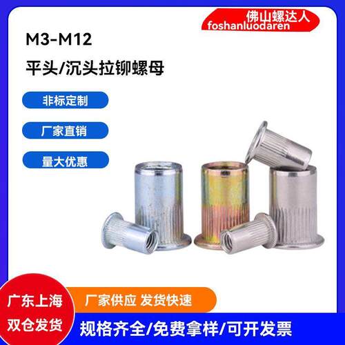 平头/沉头拉铆螺母M3M4M5M6M8M10拉铆钉小头六角拉铆螺母不锈钢