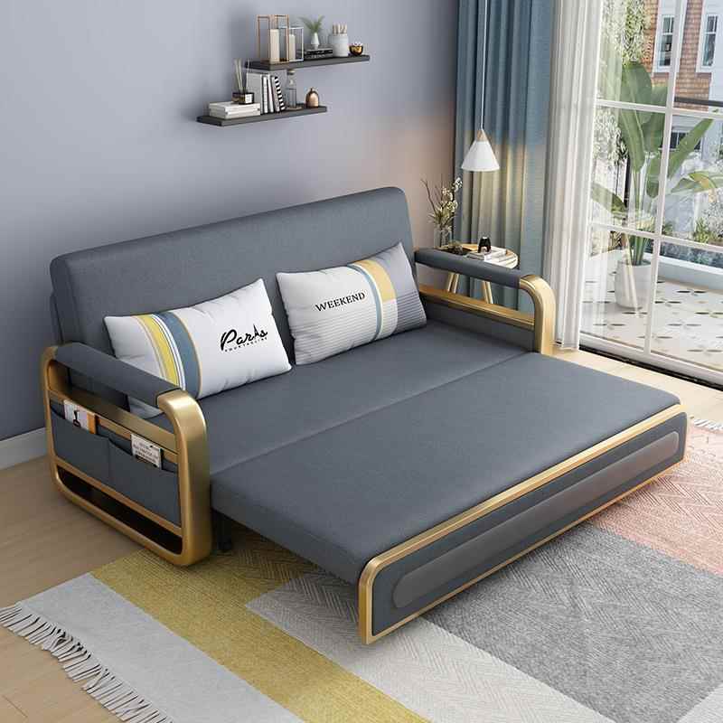 两用简易多功型能储物缩沙科发床伸小户客厅推拉XEX单双人技布可