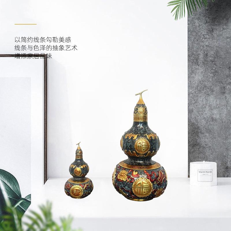 纯铜开口招财八宝葫芦家居客厅酒柜招财工艺品桌面玄关风水摆件