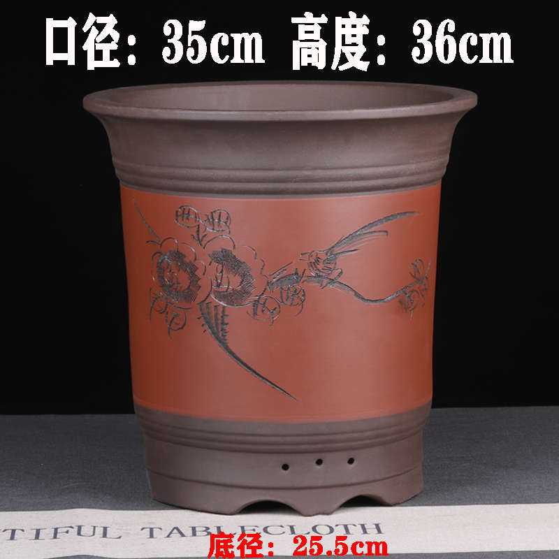 紫砂花盆特大号花盆君子兰花盆吊兰花盆仿古浮雕绿萝盆花盆陶瓷