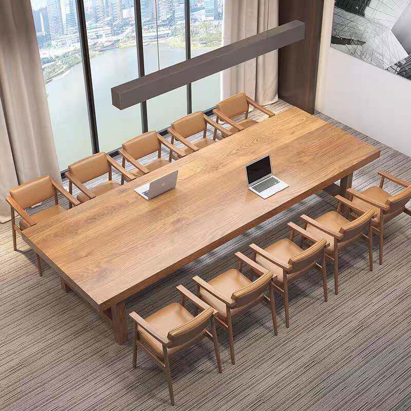 实木大型会议桌原木办公桌长桌loft培训桌工作台现代简约洽谈桌椅
