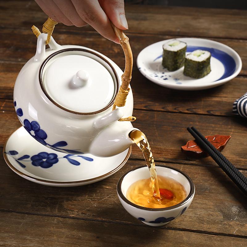 优选日式海鲜壶陶瓷茶壶复古餐厅料理店餐具家用手提壶创意小汤壶