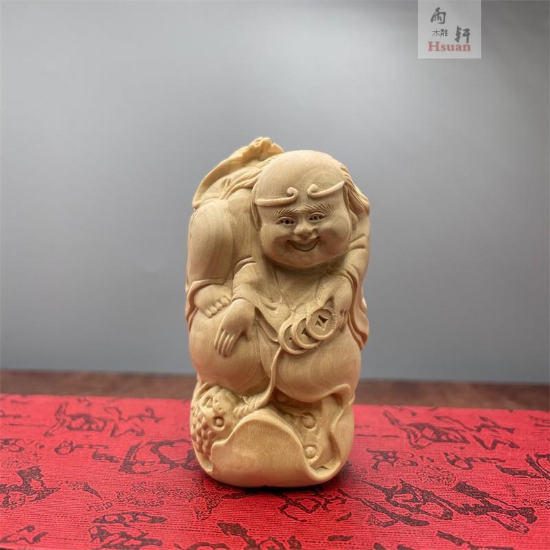 黄杨木雕手工艺品 中式风格茶宠人物神像摆件收藏