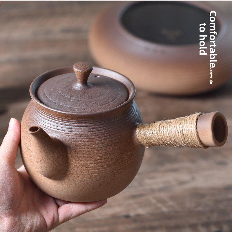 原矿陶瓷烧水壶煮茶器侧把煮茶壶老白茶大口壶碳炉围炉煮茶电陶炉