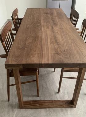 美黑胡木实木PIK板樱桃木白蜡木升降桌面台榆木餐北吧桌红白桃橡