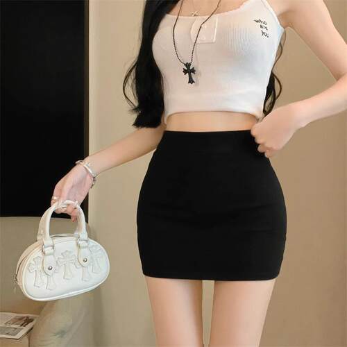Womens Solid Color Low Waist Short Skirt Womenswear Basic