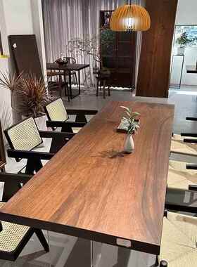 北板美黑胡木大桌原面板原木整板茶桌餐桌实木LAS大板桌南桃美木