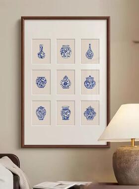 青花瓷·瓶安 法式现代中国风客厅装饰画新中式餐厅玄关花瓶挂画