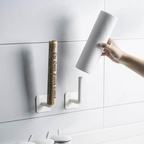 Wall-mounted kitchen cling film storage rack, no-drill cutti