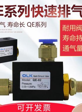 欧雷凯气动快速排气阀QE-01/02/03气缸排气阀快排阀放气阀OLK