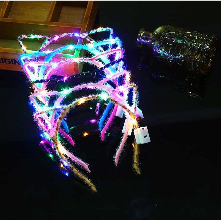 金属发光猫兔耳朵led灯舒适弹性头箍发饰可爱装饰演唱会表演道具