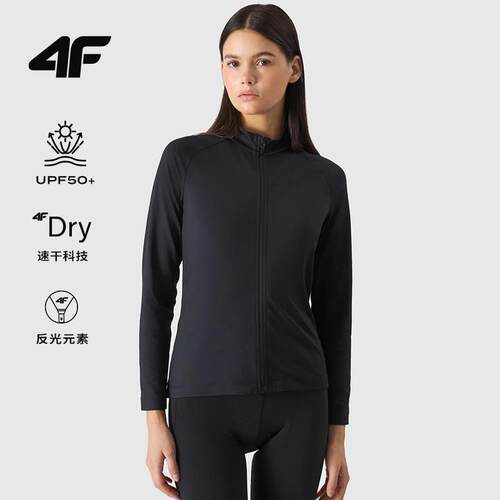4F骑行服长袖抓绒秋冬保暖防晒上衣公路自行车反光骑行外套风衣女