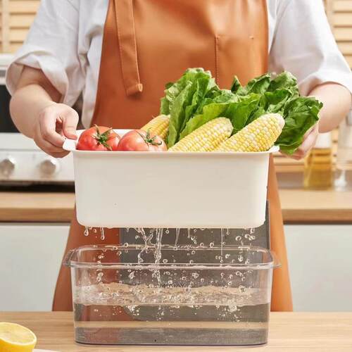 New Double-Layer PET Water Drainage Basket Creative Plastic