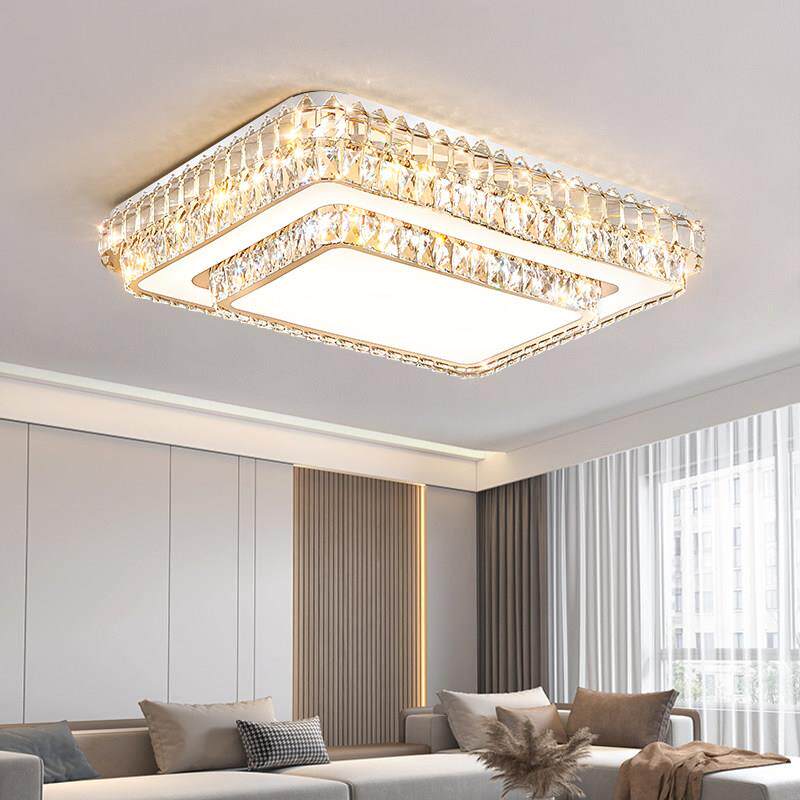 法式轻奢水晶吸顶灯长方形客厅灯简约大气卧室饭厅灯具2025年新款