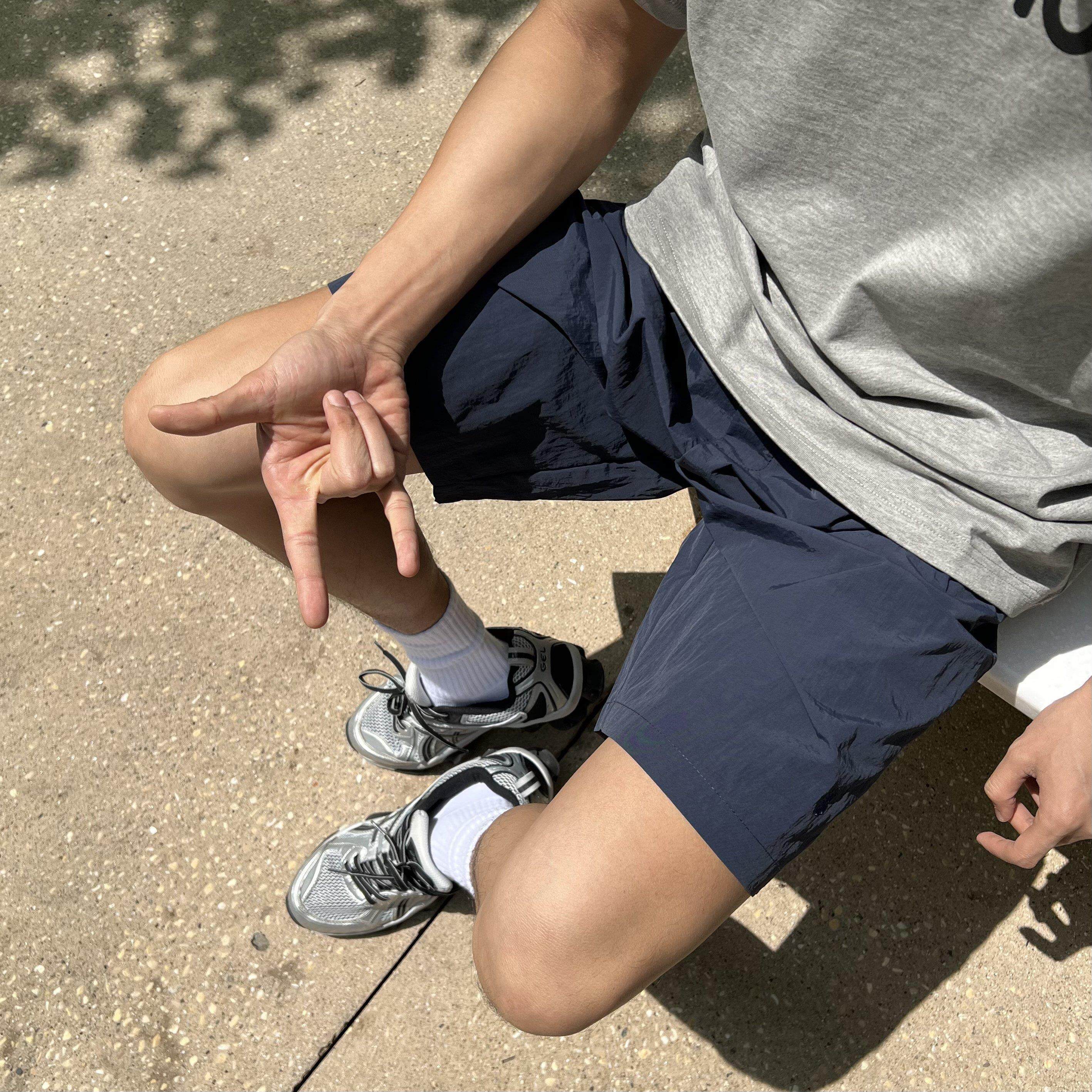 马克斯星球 夏季韩系街头小刺绣超薄速干 干裤男款休闲 机能直筒
