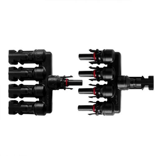 兼容MC4T型连接器 太阳能1转4接头 4片太阳能板并联汇流5通连接头