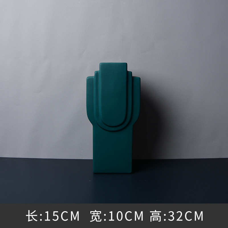 玄关装饰家居摆件花瓶彩绘瓷器风工艺品插花建筑艺术客厅纯色陶瓷