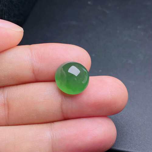缅甸天然翡翠a货冰晴底蛋面裸石dmf尺寸：13-12-8.7mm
