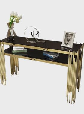 HMAAM-AG1236客厅玄关柜轻奢不锈钢玻璃案台靠墙条案家用装饰玄关