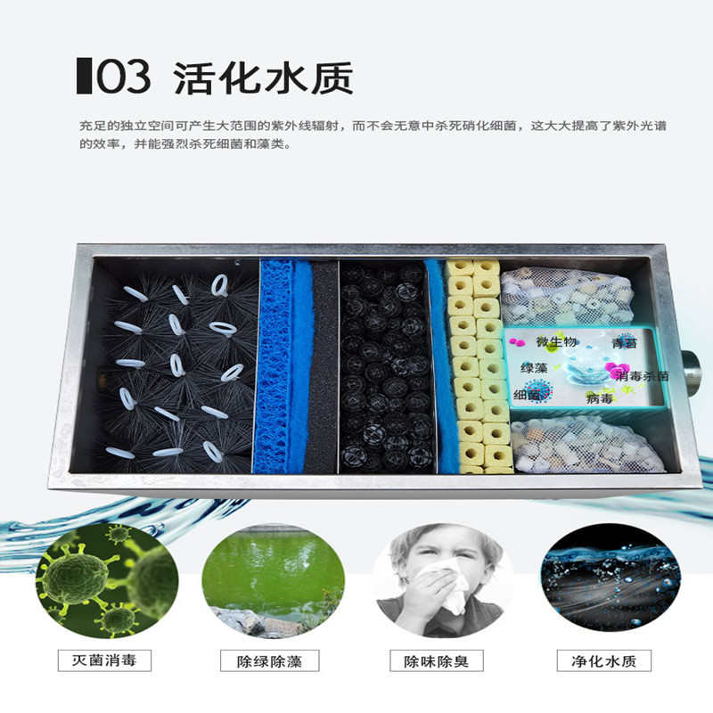 不锈钢鱼池过滤箱锦鲤系统 水族馆池塘水循环净化设备锦鲤一体机