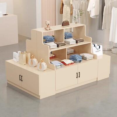 中岛桌双面展示柜流水台奶油风服装店女装店中间摆件展示桌陈列柜