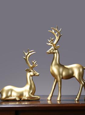 欧式情侣鹿电视柜动物摆件创意工艺品个性礼物客厅酒柜装饰品摆设