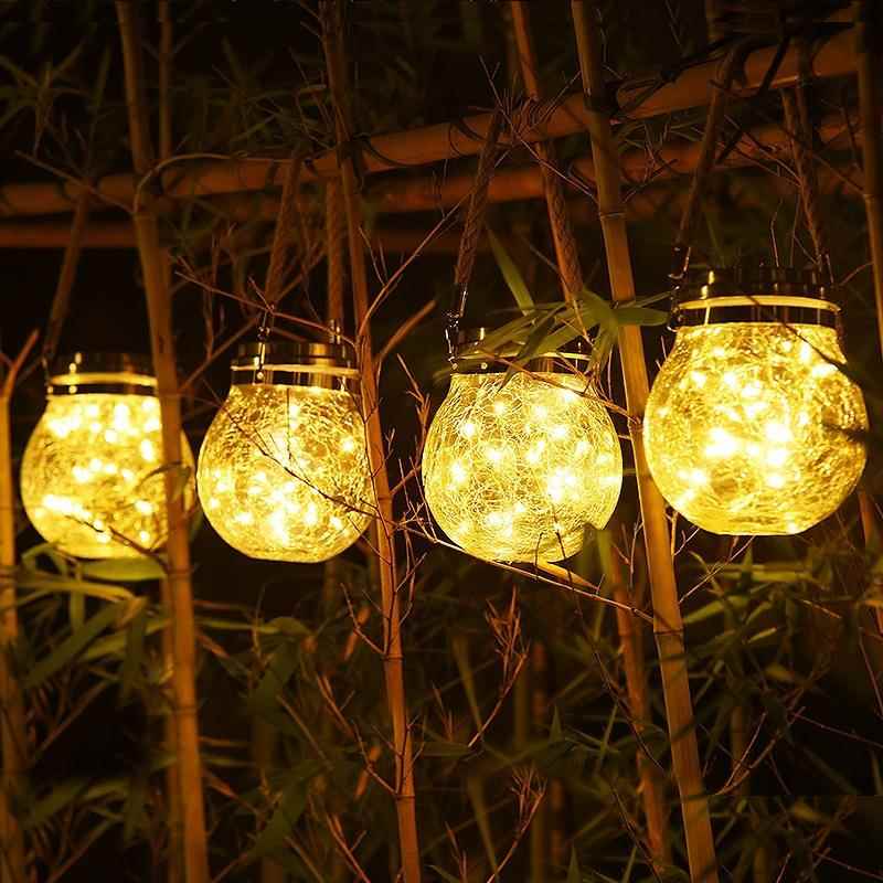 太阳能裂纹玻璃罐小夜灯庭院灯户外防水花园布置阳台装饰灯氛围灯