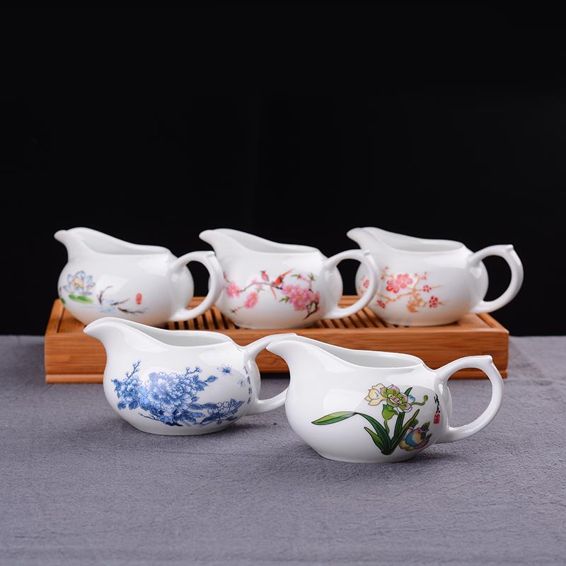 家用青花瓷公道杯功夫茶具茶海陶瓷分茶器茶水分离杯匀杯白瓷盛茶