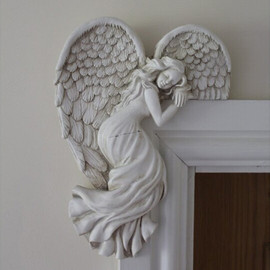 跨境楼梯天使树脂工艺品摆件花园雕像天使墙壁装饰天使翅膀厂
