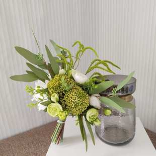 绿色清新手札花仿真花束摄影道具婚庆假花婚礼装 M218 饰软装