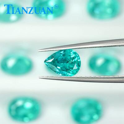 梨形培育帕拉伊巴色人造钇铝榴石人工培育彩宝天然切工裸石