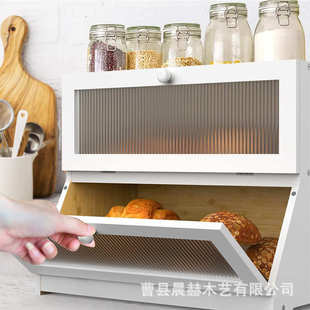 竹制面包箱寿司面包储存箱厨房双层可拆卸面包箱可组装收纳箱