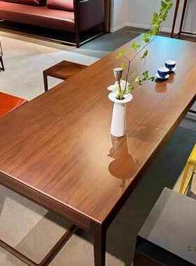 新中5阳台SUC茶桌202新款黑胡桃轻式奢木现代感家用推拉茶桌