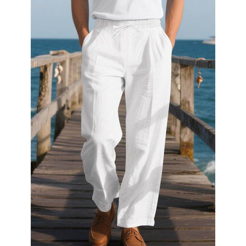 Casual Trousers Men Linen Pants 男士宽松休闲亚麻运动阔腿长裤