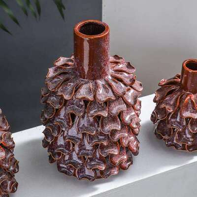 陶瓷花瓶花盆重工艺贴花安装花釉欧美风格摆饰工艺品鲜花家居饰