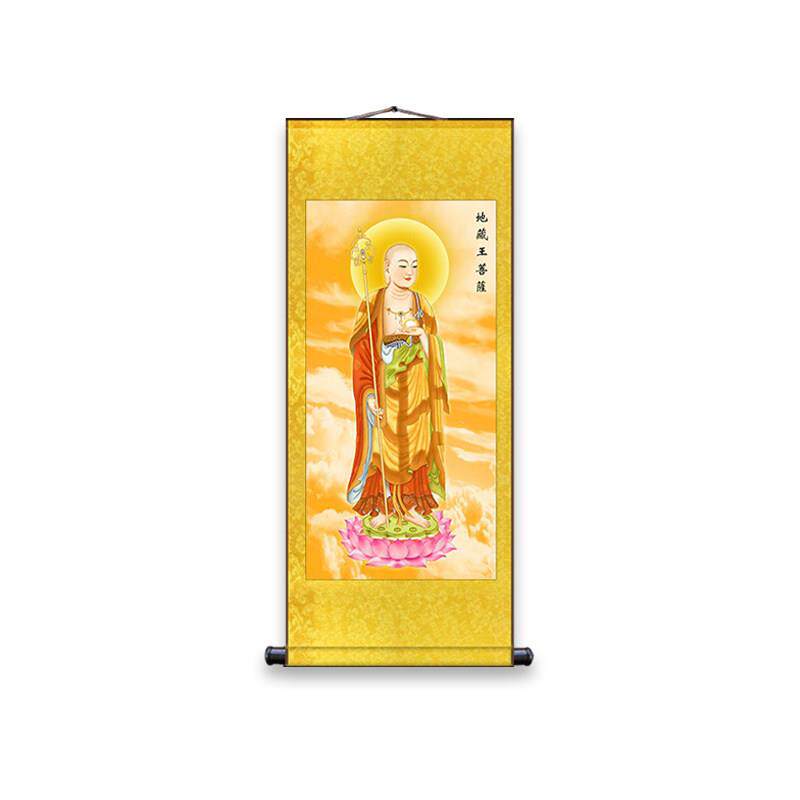 观世音菩萨挂画佛像卷轴画地藏王文殊普贤菩萨画像佛堂家用丝绸画