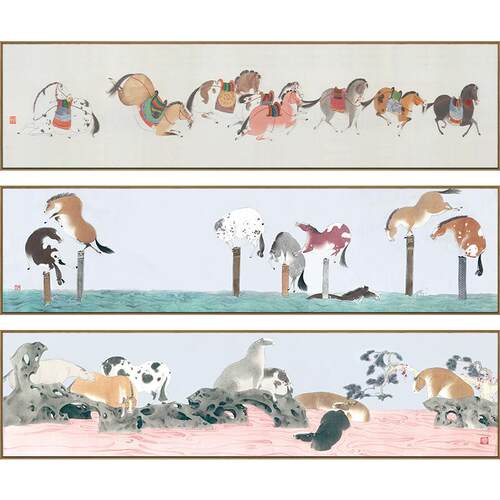 燕雷x八骏图马到成功挂画新中式客厅背景墙面装饰画卧室床头壁画