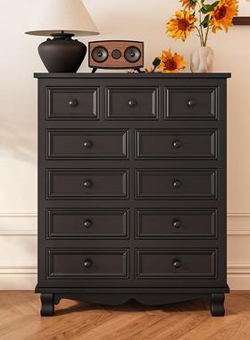 黑色斗柜式卧室实木约现代抽屉简式储物式柜欧五美斗橱客厅TXY收
