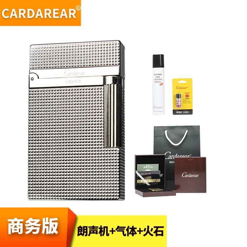 正品法国充卡丹奴朗声可打火机黄铜钢音侧滑砂轮气刻字高档礼男品