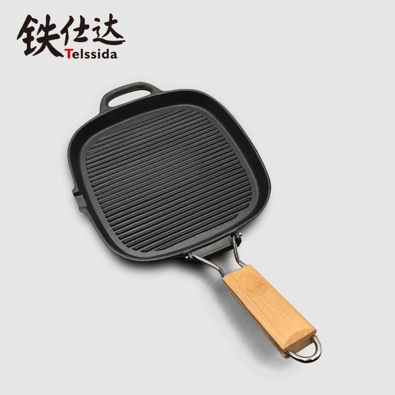 出口铁板烧盘家用烤肉煎鱼锅加厚铸铁牛排锅平底锅煎烤盘煎锅通用