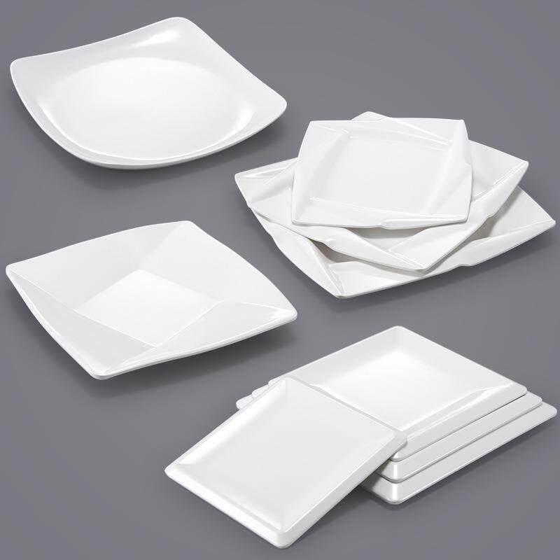 密胺四方盘子仿瓷餐具塑料凉菜碟子快餐盘饭店炒菜盘盖浇饭盘商用
