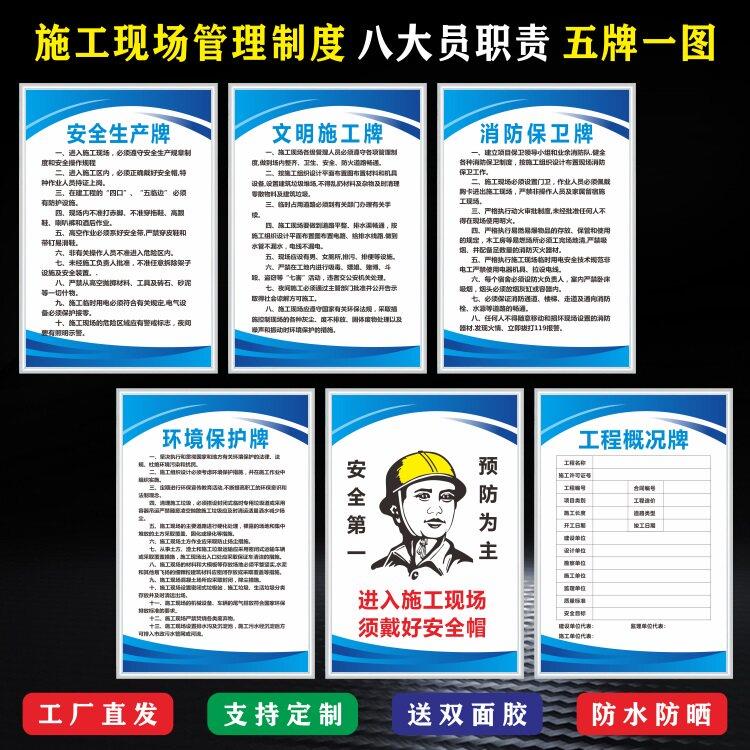 五牌一图施工制度牌八大员岗位职责建筑工地标识牌安全警示牌定做