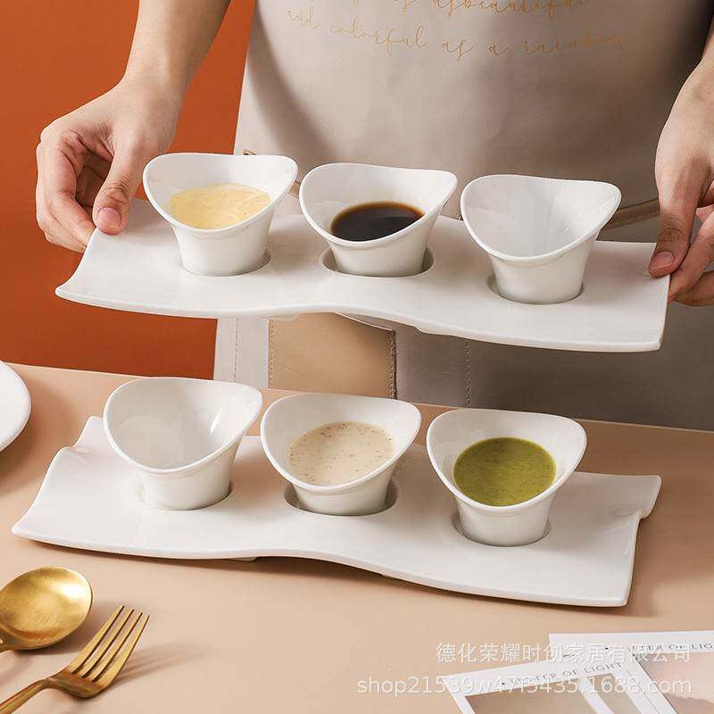 北欧ins风异形甜品碗 餐厅纯白色酱料碟陶瓷餐具组合套装厂家