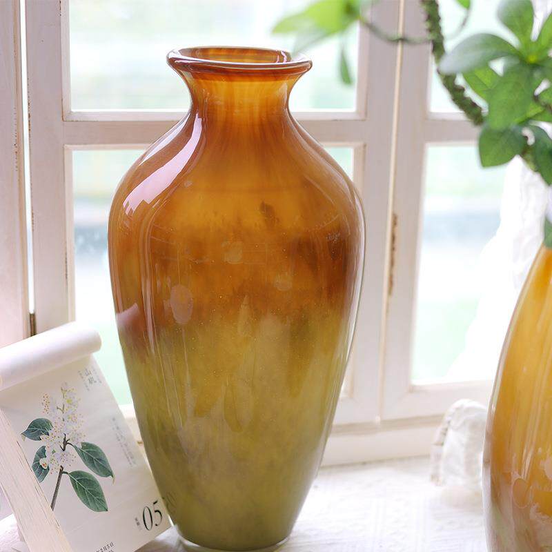 中古风琉璃花水瓶高级感手工创意玻璃花培鲜花插花瓶装饰品NKP摆