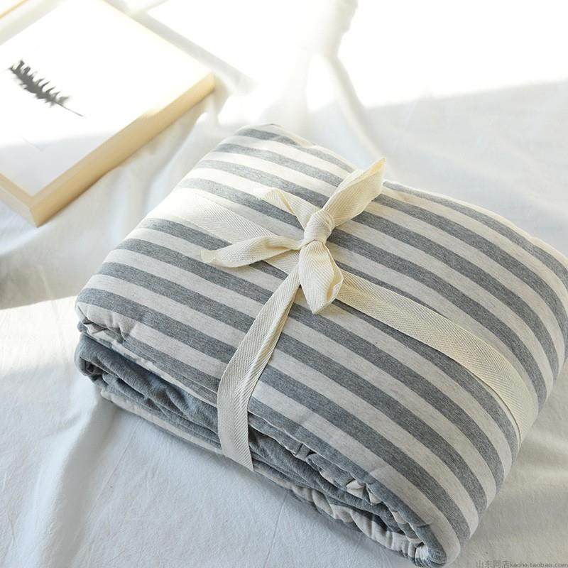 高档针简织天竺四件套 条纹 纯棉床包被套床枕套 约舒适品 棉四季