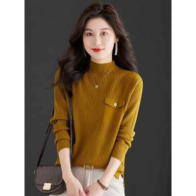 春秋可外穿半高领针织打底衫女秋冬内搭洋气女士中领毛衣2025新款