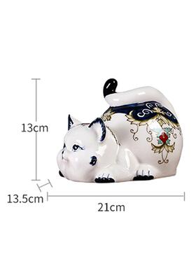正品招财猫摆件创家居客厅玄关猫电式视意柜可爱咪装饰新中工艺礼