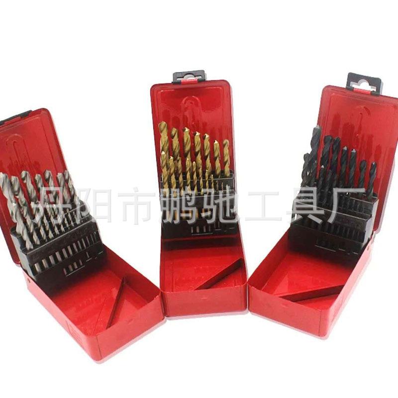 厂家发货25PC高速钢直柄麻花钻头铁盒装锂电钻手电钻钻头套装